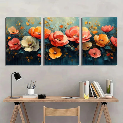 3pcs Colorful Abstract Desert Blooming Flowers Wall Art Canvas Unframed - High Quality Print 100% Australian Made Wall Canvas - Bella Home Decor