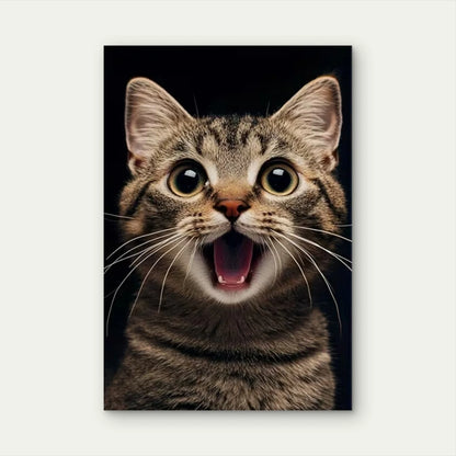 Vibrant Surprised Tabby Cat Metal Print Ready to Hang
