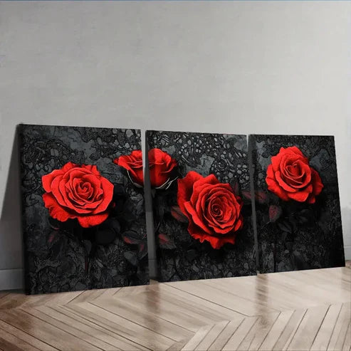 3pcs Gothic red rose Wall Art Set Canvas Unframed - High Quality Print 100% Australian Made Wall Canvas