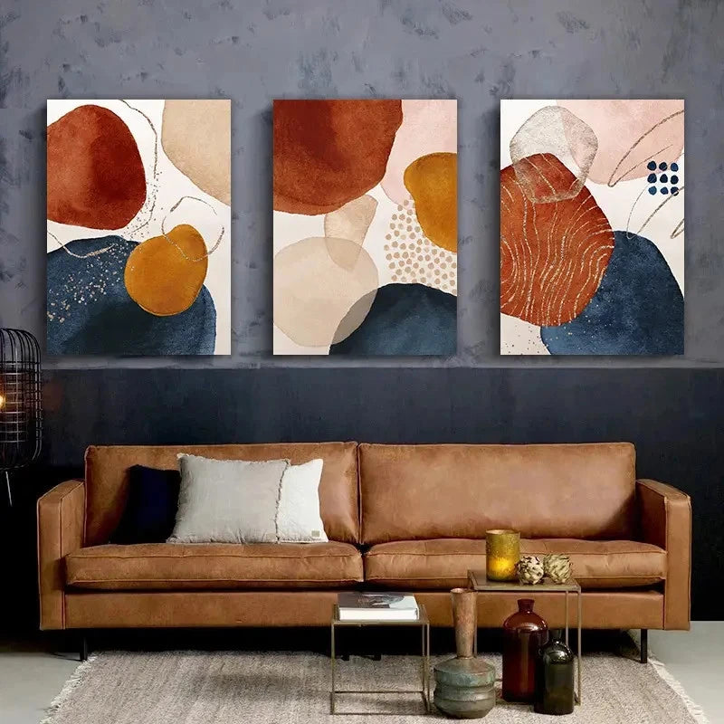 3pcs Abstract Geometric Line Canvas Framed 50x70cm - High Quality Print 100% Australian Made Wall Canvas Ready to Hang - Bella Home Decor