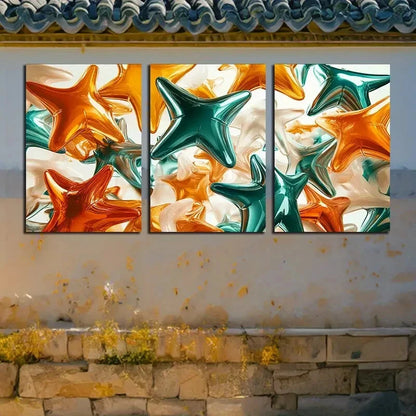 3pcs Vibrant Abstract Flower Balloon Design Metal Print Ready to Hang Art