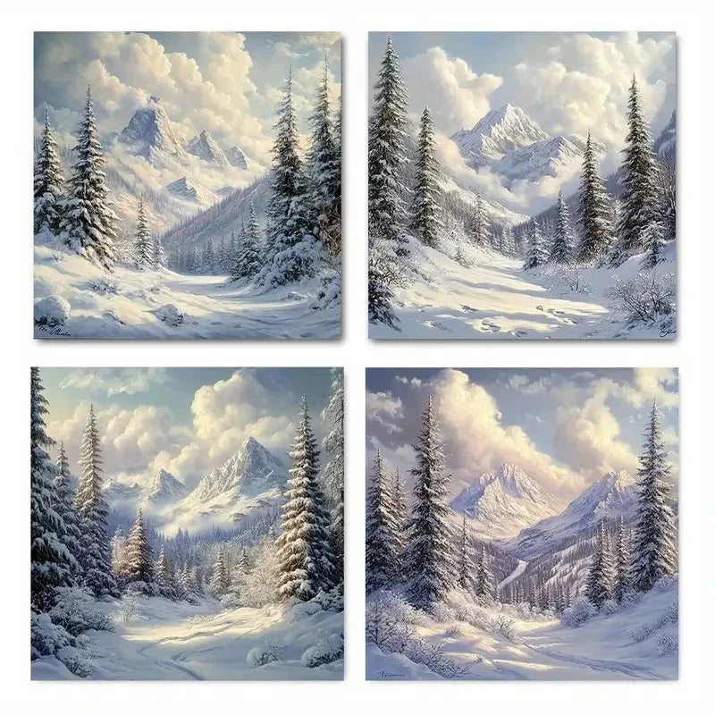 4pcs Winter WonderlandWall Art Canvas Framed