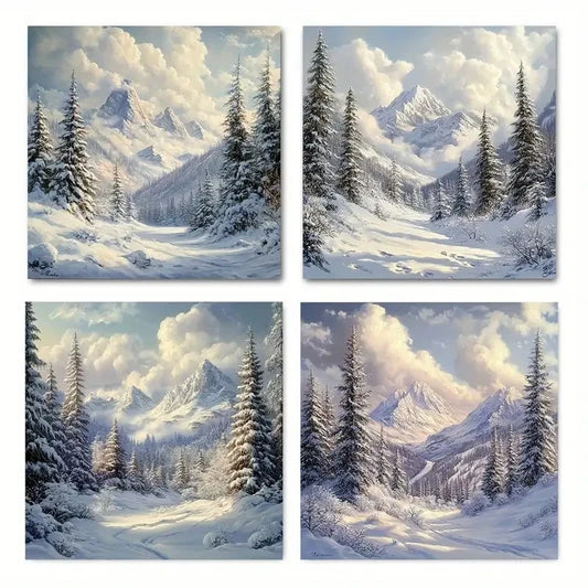 4pcs Winter WonderlandWall Art Canvas Framed