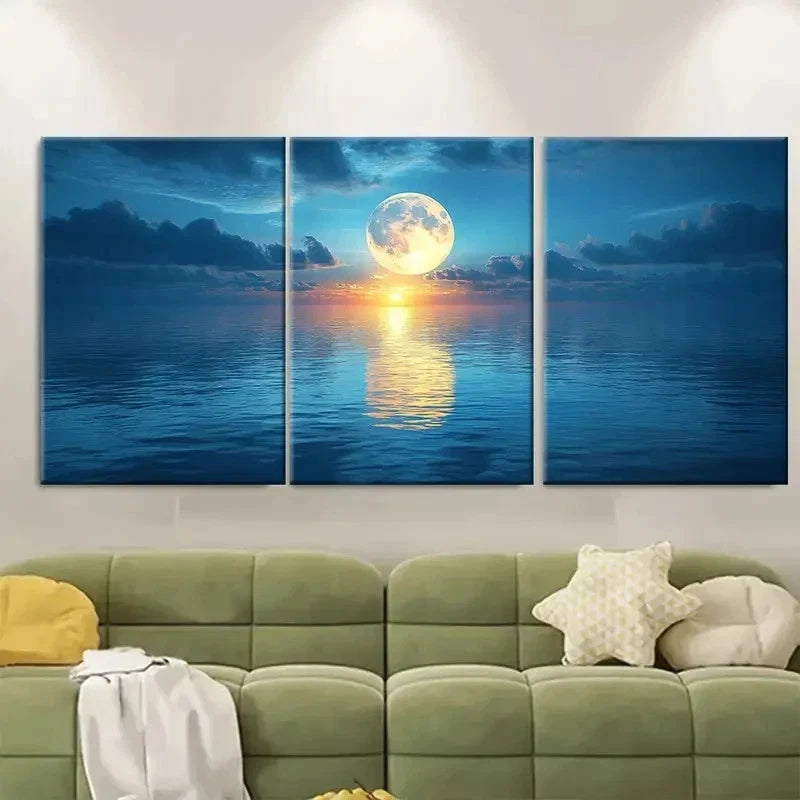 3pcs Scenic Open Water IL   Wall Art Set Canvas Framed 40x60cm - High Quality Print 100% Australian Made Wall Canvas Ready to Hang