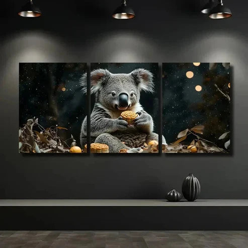 3pcs Koala Mooncake Decoration Wall Art Canvas Unframed – High Quality Print 100% Australian Made Wall Canvas