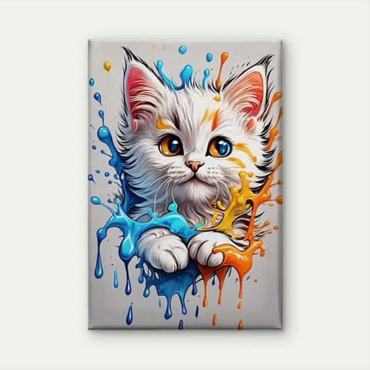 Vibrant Colorful Kitten  60x90cm Metal Print Ready to Hang