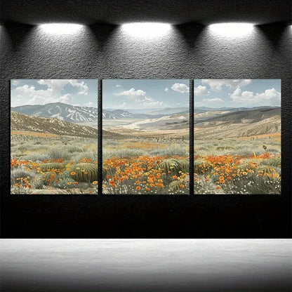 3pcs Desert Cactus Oasis Landscape Scene Metal Print Ready to Hang Art - Bella Home Decor
