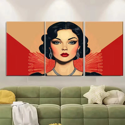 3pcs Vintage Art Deco Woman Illustration Metal Print Ready to Hang Art