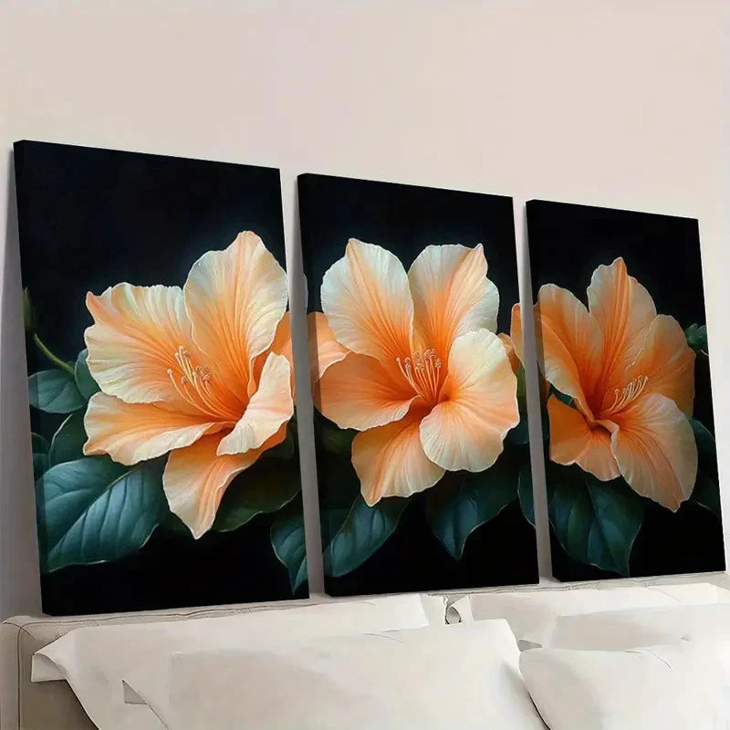 3pcs Vibrant Trumpet Vine Flower FG   Wall Art Set Canvas Framed 50x70cm - High Quality Print 100% Australian Made Wall Canvas Ready to Hang - Bella Home Decor