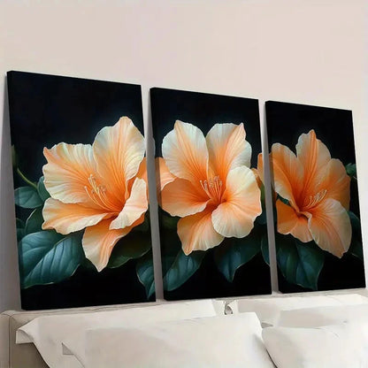 3pcs Vibrant Trumpet Vine Flower FG   Wall Art Set Canvas Framed 50x70cm - High Quality Print 100% Australian Made Wall Canvas Ready to Hang - Bella Home Decor