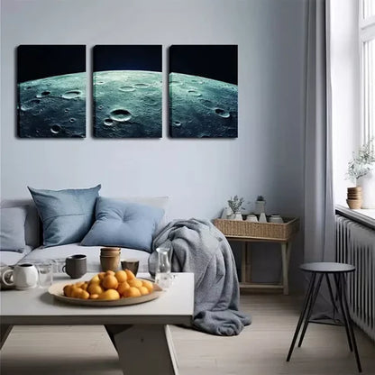 3pcs Moon Crater on The Moon  Wall Art Set Canvas Unframed - High Quality Print 100% Australian Made Wall Canvas