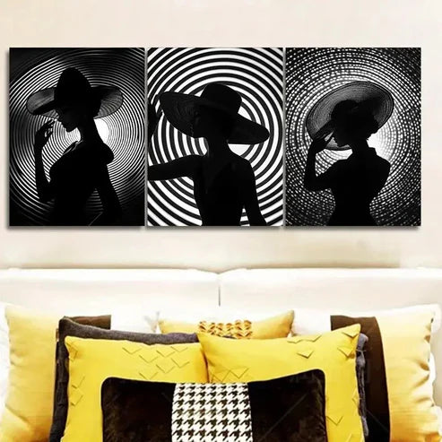 3pcs The Girl Under the Circle Wall Art Set Wall Art Canvas Unframed – High Quality Print 100% Australian Made Wall Canvas