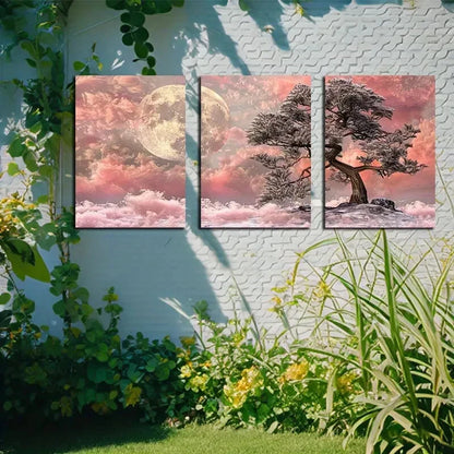 3pcs Red Pine Tree Stands Firm in The Winter Scene Metal Print Ready to Hang Art - Bella Home Decor