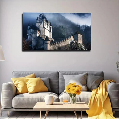 Gothic Castle Landscape Wall Art Canvas Office Home Room Framed 120x60cm