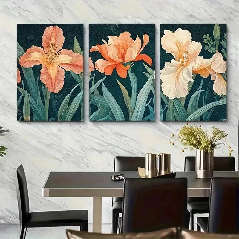 3pcs William Morris Vintage Botanical Perfect Wall Art Set Canvas Framed 50x70cm - High Quality Print 100% Australian Made Wall Canvas Ready to Hang