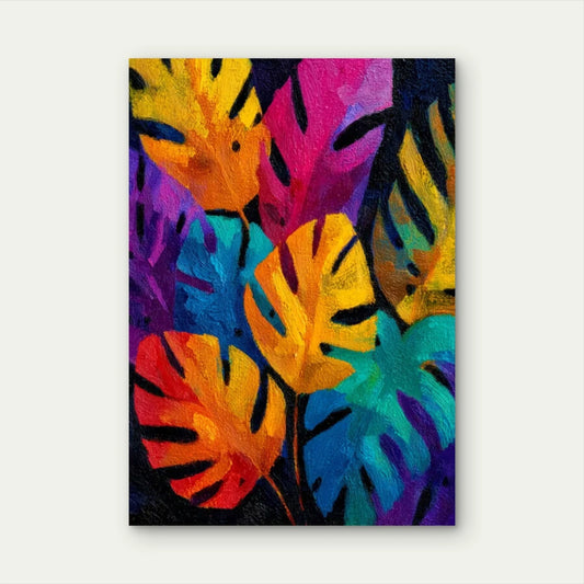 Abstract Botanical Tropical Jungle Leaves 60x90cm Metal Print Ready to Hang