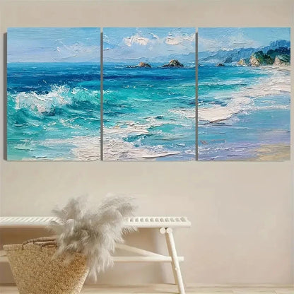 3pcs California Ocean Coastal View Wall Art Set Canvas Framed 50x70cm - High Quality Print 100% Australian Made Wall Canvas Ready to Hang - Bella Home Decor
