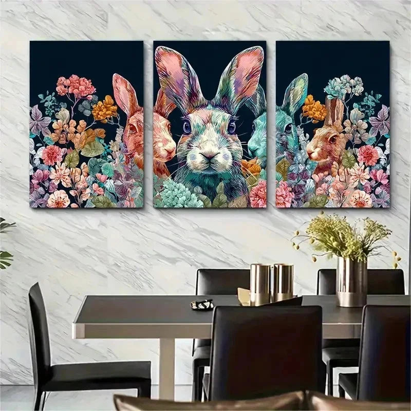 3pcs Colorful Animal Print Aesthetic Perfect Wall Art Set Canvas Framed 50x70cm - High Quality Print 100% Australian Made Wall Canvas Ready to Hang - Bella Home Decor