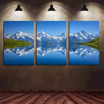 3pcs Mountain Lake in The Alps Wall Art Canvas Unframed - High Quality Print 100% Australian Made Wall Canvas