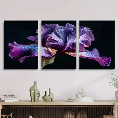 3pcs Iris Purples Side View Wall Art Set Canvas Framed 40x60cm - High Quality Print 100% Australian Made Wall Canvas Ready to Hang
