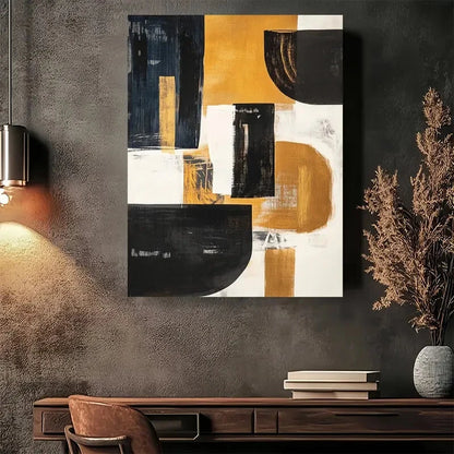 Beautiful Modern Vintage Design with Geometric Shapes 40x60cm Metal Print Ready to Hang - Bella Home Decor