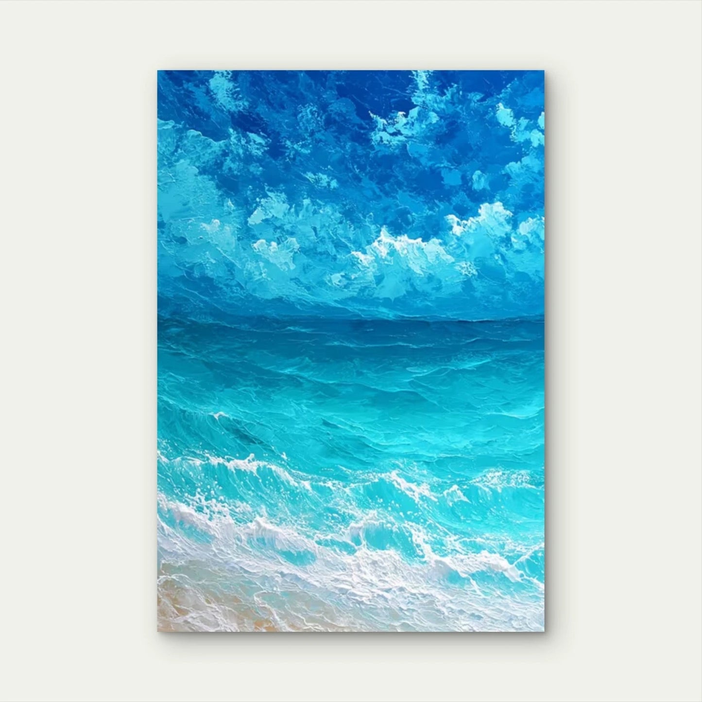 Abstract Watercolor Ocean  60x90cm Metal Print Ready to Hang