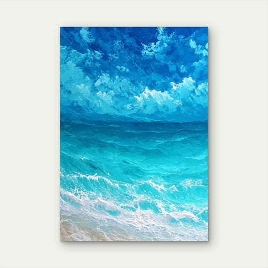 Abstract Watercolor Ocean 60x90cm Metal Print Ready to Hang