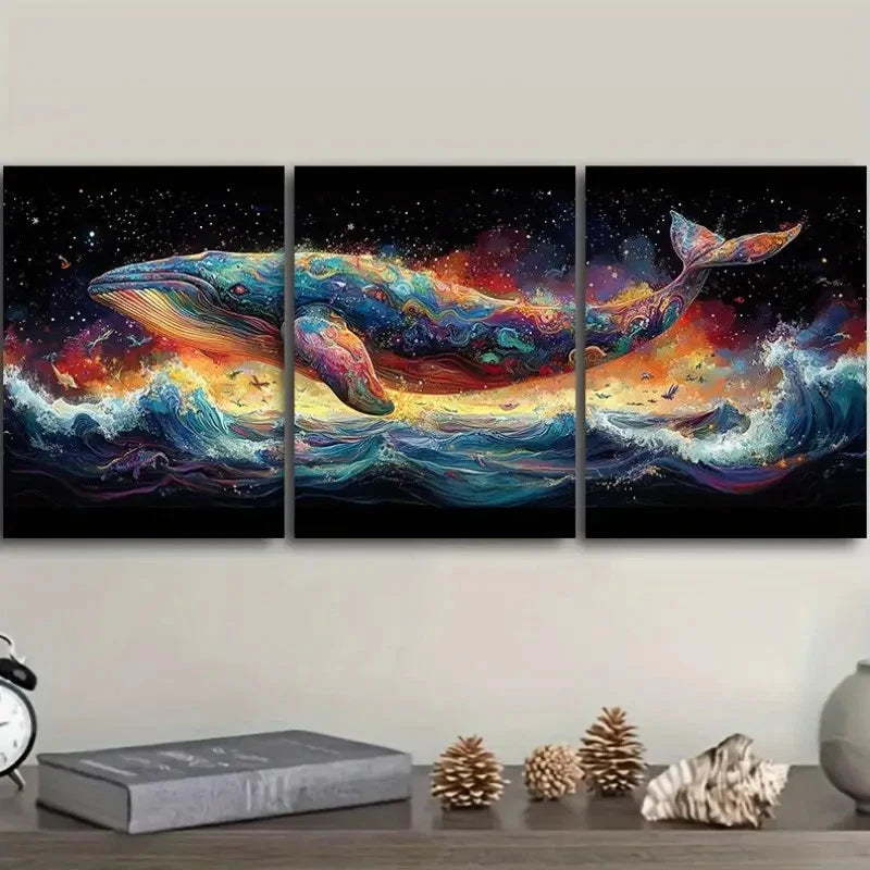 3pcs Modern Whale Wall Art Set Canvas Framed 40x60cm - High Quality Print 100% Australian Made Wall Canvas Ready to Hang
