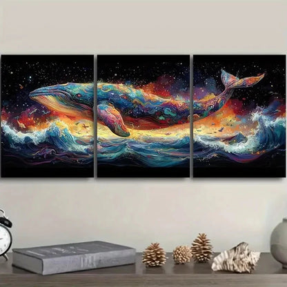 3pcs Modern Whale Wall Art Set Canvas Framed 40x60cm - High Quality Print 100% Australian Made Wall Canvas Ready to Hang