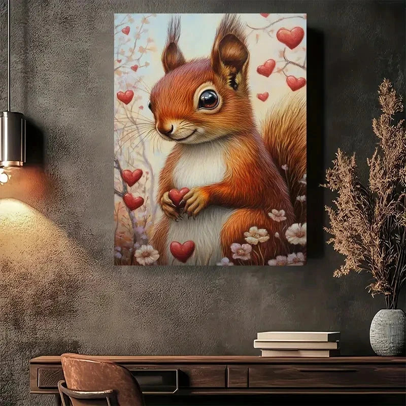 Beautiful Romantic Red Hearts & Floral Painting 40x60cm Metal Print Ready to Hang - Bella Home Decor