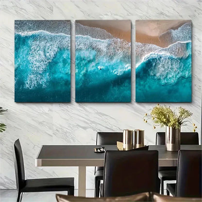 3pcs Blue Seascape Coastal Beach Prefect Wall Art Set Canvas Framed 40x60cm - High Quality Print 100% Australian Made Wall Canvas Ready to Hang - Bella Home Decor