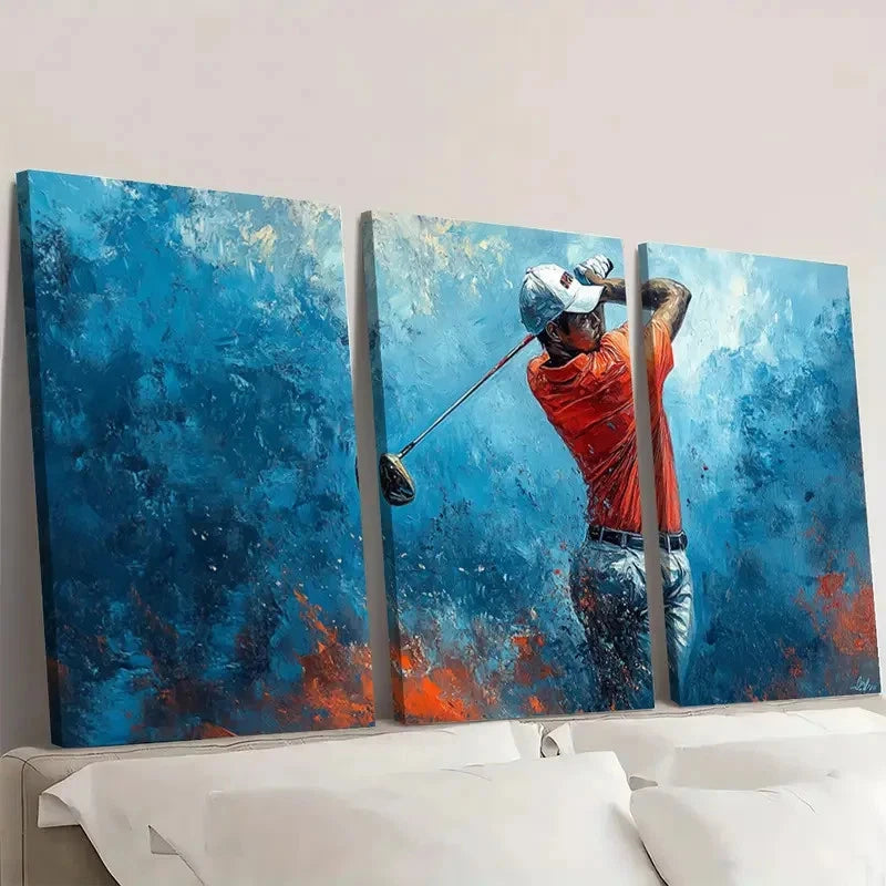 3pcs Blue & Orange Dynamic Design F  Wall Art Set Canvas Framed 40x60cm - High Quality Print 100% Australian Made Wall Canvas Ready to Hang - Bella Home Decor