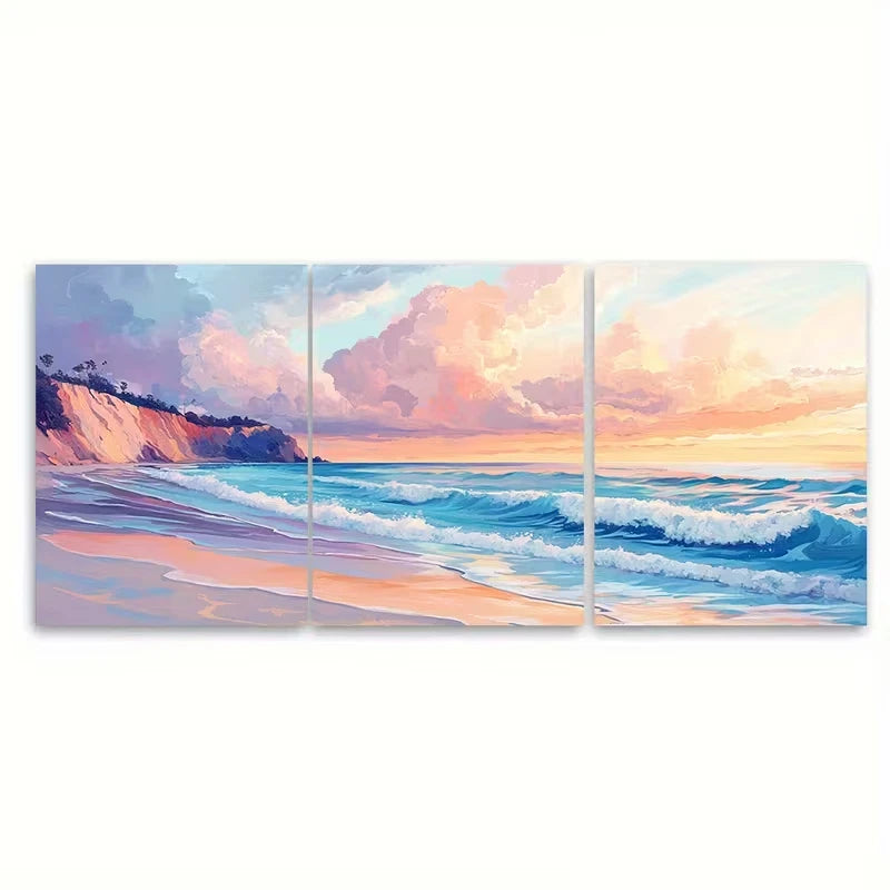 3pcs La Jolla California Coast Beach Scene Metal Print Ready to Hang Art