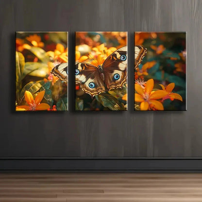 3pcs Realistic Butterfly Print Wall Art Set Canvas Framed 60x90cm - High Quality Print 100% Australian Made Wall Canvas Ready to Hang