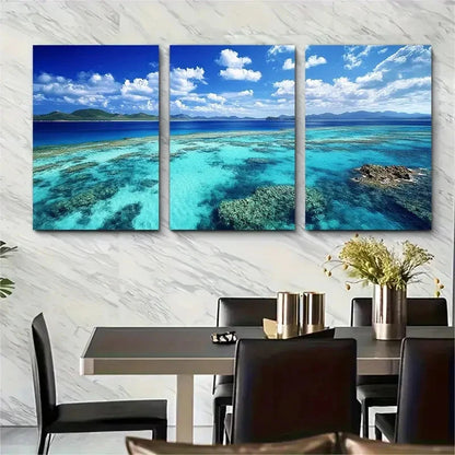 3pcs Whitsunday Barrier Reef Art Australian  Wall Art Set Canvas Framed 50x70cm - High Quality Print 100% Australian Made Wall Canvas Ready to Hang - Bella Home Decor