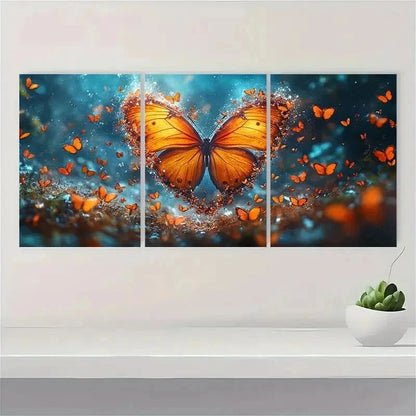 3pcs Surby Colorful Butterflies Love Art h Wall Art Set Canvas Framed 60x90cm - High Quality Print 100% Australian Made Wall Canvas Ready to Hang