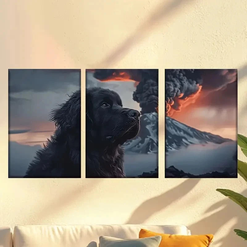 3pcs Dog with Red Nose Artist Drawing Wall Art Set Canvas Framed 40x60cm - High Quality Print 100% Australian Made Wall Canvas Ready to Hang - Bella Home Decor