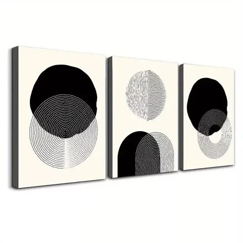 3pcs Abstract Geometric Art Canvas Unframed - High Quality Print 100% Australian Made Wall Canvas - Bella Home Decor