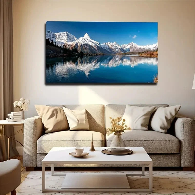 Scenic Mountain And Lake Wall Art Canvas Office Home Room Framed 120x60cm