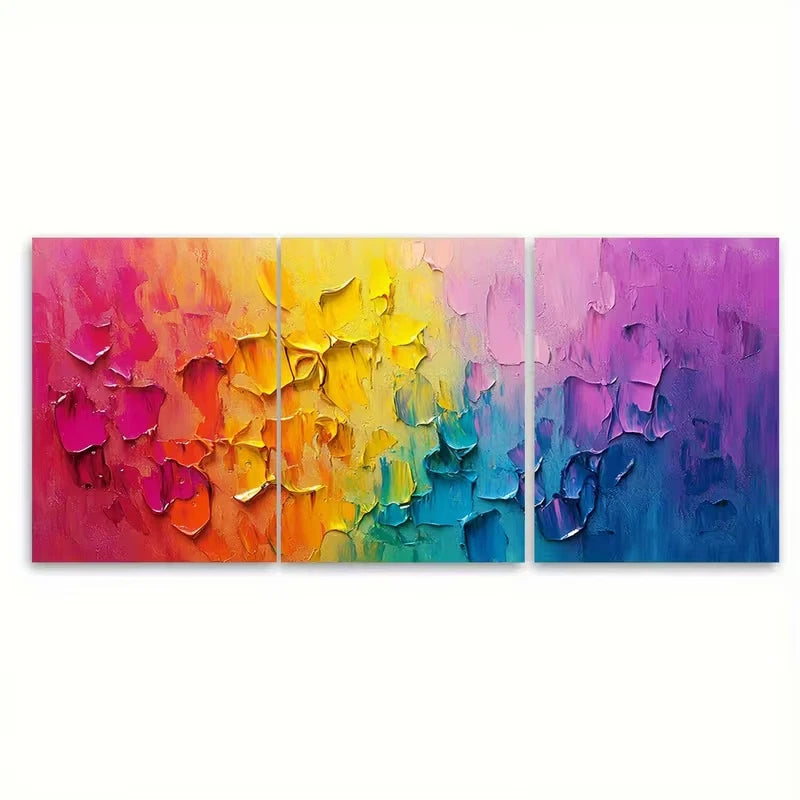 3pcs Vibrant Abstract Colorful Gradient Art Metal Print Ready to Hang Art - Bella Home Decor