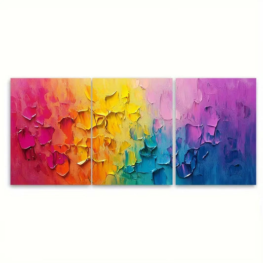 3pcs Vibrant Abstract Colorful Gradient Art Metal Print Ready to Hang Art