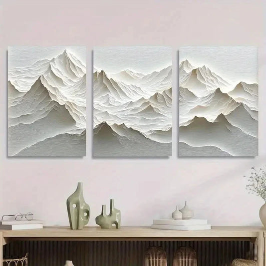 3pcs Modern Abstract W Mountain Wall Art Set Canvas Framed 40x60cm - High Quality Print 100% Australian Made Wall Canvas Ready to Hang
