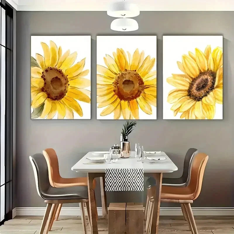 3pcs Sunflower Poster Botanical Art Prints Metal Print Ready to Hang Art