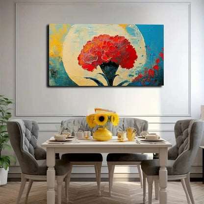 A Large Red Flower Wall Art Canvas Office Home Room Framed 120x60cm