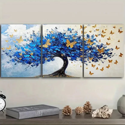 3pcs An abstract tree with golden leaves Wall Art Set Canvas Unframed - High Quality Print 100% Australian Made Wall Canvas - Bella Home Decor
