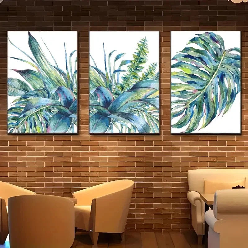 3pcs Tropical Leaf  Watercolor Monstera TLWM Wall Art Canvas Framed 40x60cm - High Quality Print 100% Australian Made Wall Canvas Ready to Hang