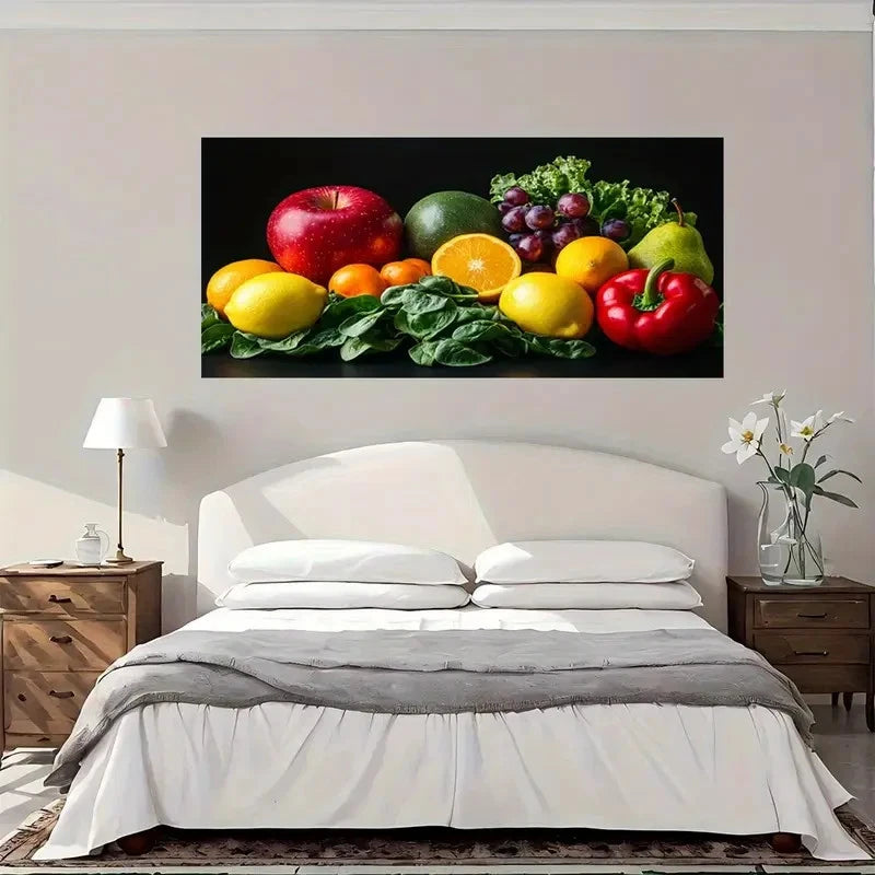 Modern Vintage Fruit Vegetable Wall Art Canvas Office Home Room Framed 120x60cm