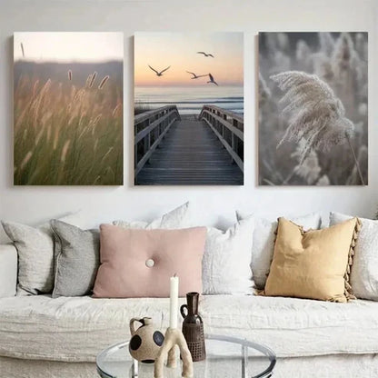 3pcs Bicycle, Wildflowers, Dandelion Wall Art Set Canvas Unframed - High Quality Print 100% Australian Made Wall Canvas - Bella Home Decor