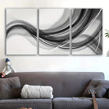 3pcs Black And White Abstract Modern Prints Wall Art Set Canvas Framed 40x60cm - High Quality Print 100% Australian Made Wall Canvas Ready to Hang - Bella Home Decor