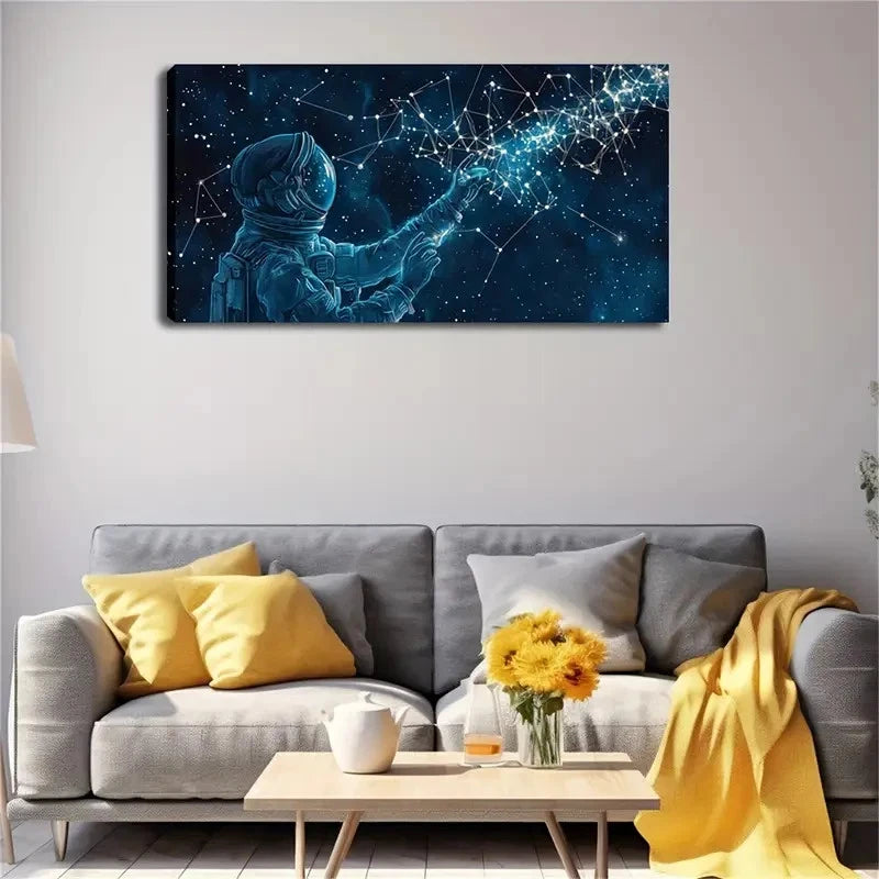 Futuristic Astronaut & Starry Wall Art Canvas Office Home Room Framed 120x60cm